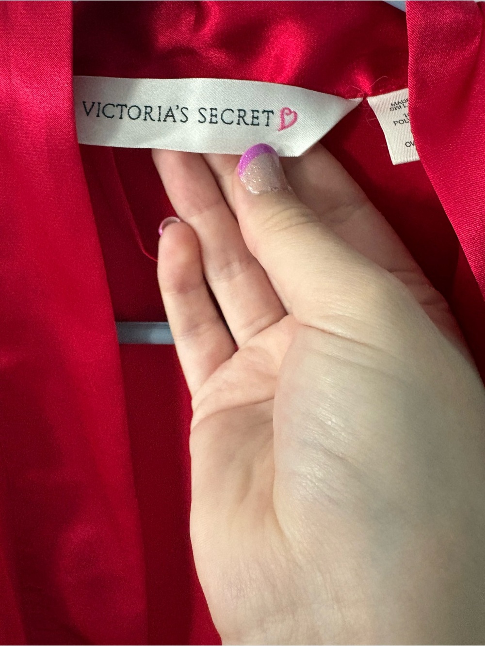 Victoria’s Secret 1990s vintage Silk Red Satin Wrap Robe - Picture 3 of 4